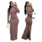 Women's Knitted Outdated Popular Fashion Slimming Long Sleeve Threaded Dress
