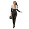 Popular green fruit collar suit with contrasting color splicing casual two-piece set for autumn