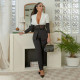 Popular green fruit collar suit with contrasting color splicing casual two-piece set for autumn
