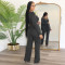 Fashion women's distressed thread set long sleeved pocket drawstring two-piece set for autumn and winter