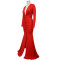 Women's solid color sexy V-neck slit temperament bag hip long skirt dress