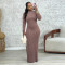 Women's Knitted Outdated Popular Fashion Slimming Long Sleeve Threaded Dress