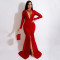 Women's solid color sexy V-neck slit temperament bag hip long skirt dress