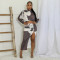 Women's clothing source fashion print sexy print long sleeved skirt two-piece set