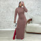 Women's Knitted Outdated Popular Fashion Slimming Long Sleeve Threaded Dress