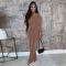 Fashion women's distressed thread set long sleeved pocket drawstring two-piece set for autumn and winter
