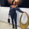 Fashionable women's hot washed distressed sexy off shoulder tight jumpsuit new