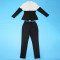 Popular green fruit collar suit with contrasting color splicing casual two-piece set for autumn