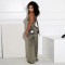 Popular women's clothing with a swinging collar, hanging neck, exposed back, wide leg jumpsuit for women