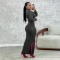 Women's Knitted Outdated Popular Fashion Slimming Long Sleeve Threaded Dress