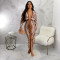 Hot selling color printed sexy V-neck long sleeved slit dress long skirt