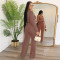 Fashion women's distressed thread set long sleeved pocket drawstring two-piece set for autumn and winter
