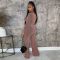 Fashion women's distressed thread set long sleeved pocket drawstring two-piece set for autumn and winter