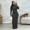 Women's Knitted Outdated Popular Fashion Slimming Long Sleeve Threaded Dress