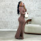 Women's Knitted Outdated Popular Fashion Slimming Long Sleeve Threaded Dress