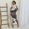 Women's clothing source fashion print sexy print long sleeved skirt two-piece set