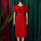 Women's fashion pleated elegant V-neck large skirt