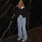 Women's high waisted jeans, new fashion trend, corns, drawstring straight leg pants