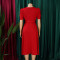 Women's fashion pleated elegant V-neck large skirt