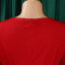 Women's fashion pleated elegant V-neck large skirt