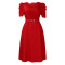 Women's fashion pleated elegant V-neck large skirt