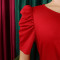Women's fashion pleated elegant V-neck large skirt
