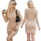 New sexy versatile round neck knitting Fried Dough Twists sweater design dress