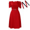 Women's fashion pleated elegant V-neck large skirt