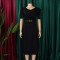 Women's fashion pleated elegant V-neck large skirt