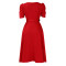Women's fashion pleated elegant V-neck large skirt