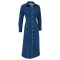 Fashionable new denim pocket long sleeved breasted jacket style dress