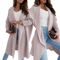 Fashionable new shoulder long sleeved loose cardigan long sweater jacket source