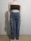 Cross border women's fashion retro tassel hanging diamond multi pocket work pants