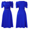 Women's fashion pleated elegant V-neck large skirt
