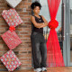 Women's street casual washed gradient color rhinestone high waisted straight leg pants