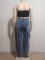 Cross border women's fashion retro tassel hanging diamond multi pocket work pants