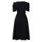 Women's fashion pleated elegant V-neck large skirt