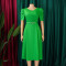 Women's fashion pleated elegant V-neck large skirt