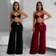 Fashion women's solid color sexy strapless pants two-piece set new