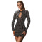 Fashionable women's sexy backless short skirt with rhinestones long sleeved dress