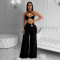 Fashion women's solid color sexy strapless pants two-piece set new