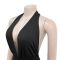 Fashionable women's sexy temperament hanging neck deep V-neck slit dress