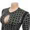 Fashionable women's sexy backless short skirt with rhinestones long sleeved dress