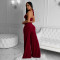 Fashion women's solid color sexy strapless pants two-piece set new