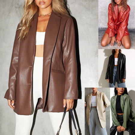 Women's leather jacket autumn and winter new European and American leather jacket casual warm suit for women