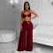 Fashion women's solid color sexy strapless pants two-piece set new