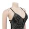 Fashionable women's sexy suspender bag arm short skirt with rhinestone hot stamping dress