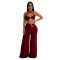 Fashion women's solid color sexy strapless pants two-piece set new