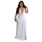 Fashionable women's sexy temperament hanging neck deep V-neck slit dress