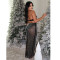 Fashionable women's sexy strapless, diamond hot stamping, hip hugging long skirt two-piece set